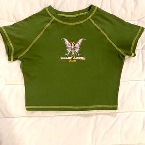 Green Cropped Graphic Tee